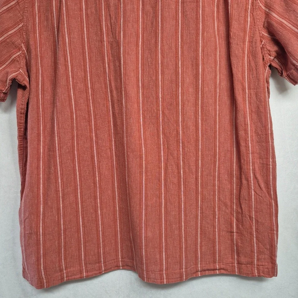 Mutual‎ Weave Mens 3XLT Shirt Linen Blend Short Sleeve Button Down Orange White